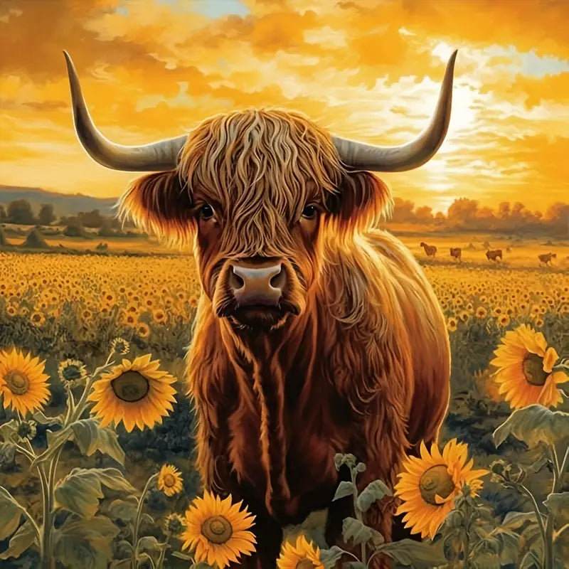 COMPLETED Highland Cow Diamond Painting 