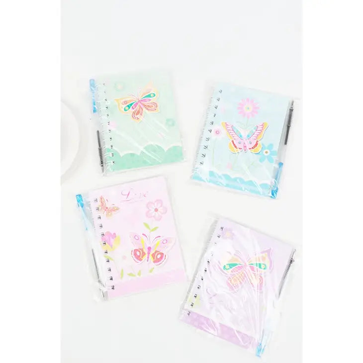 Butterfly Notebook and Pen-Set of 4 pictured