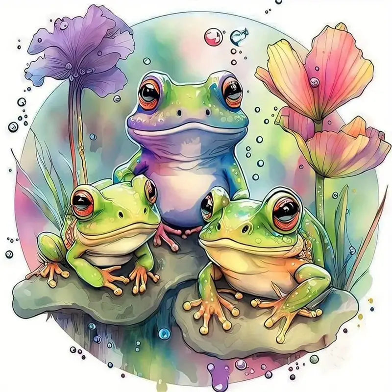 Frameless Diamond Painting Kit-Frogs