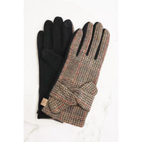 Ribbon Cuff Plaid Smart Touch Gloves