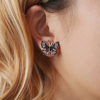 Sparkly Detailed Butterfly Rhinestone Post Earrings
