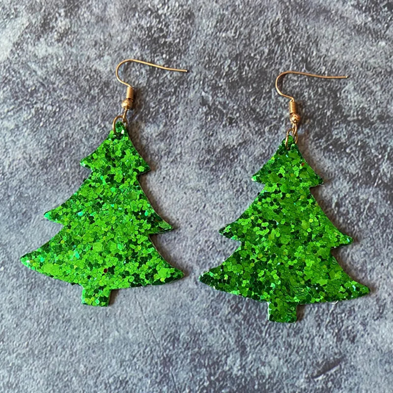 Sequin Christmas Tree Earrings-Choose Color