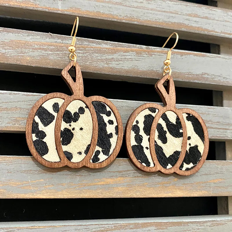 Wooden Pumpkin Earrings-Choose Style