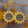 Lightweight Wooden Sunflower Earrings