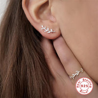 Sterling Silver Dainty Leaf Earrings