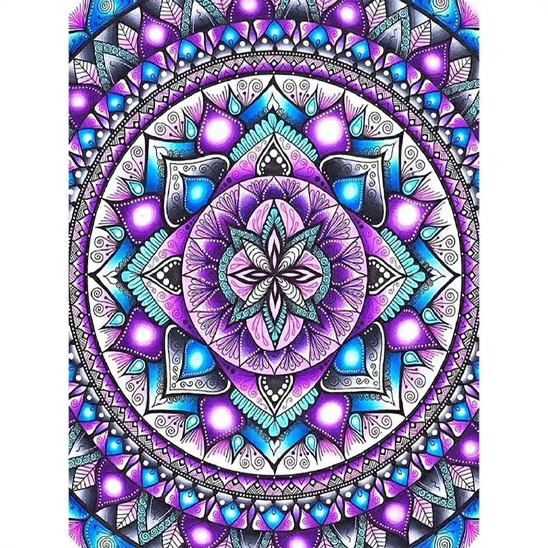Frameless Diamond Painting Kit-Purple Mandala