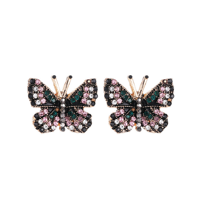 Sparkly Detailed Butterfly Rhinestone Post Earrings