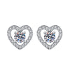 White Rhinestone Heart Post Earrings