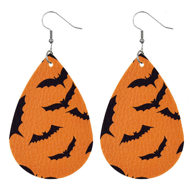 Halloween Leather Drop Earrings-Choose Style