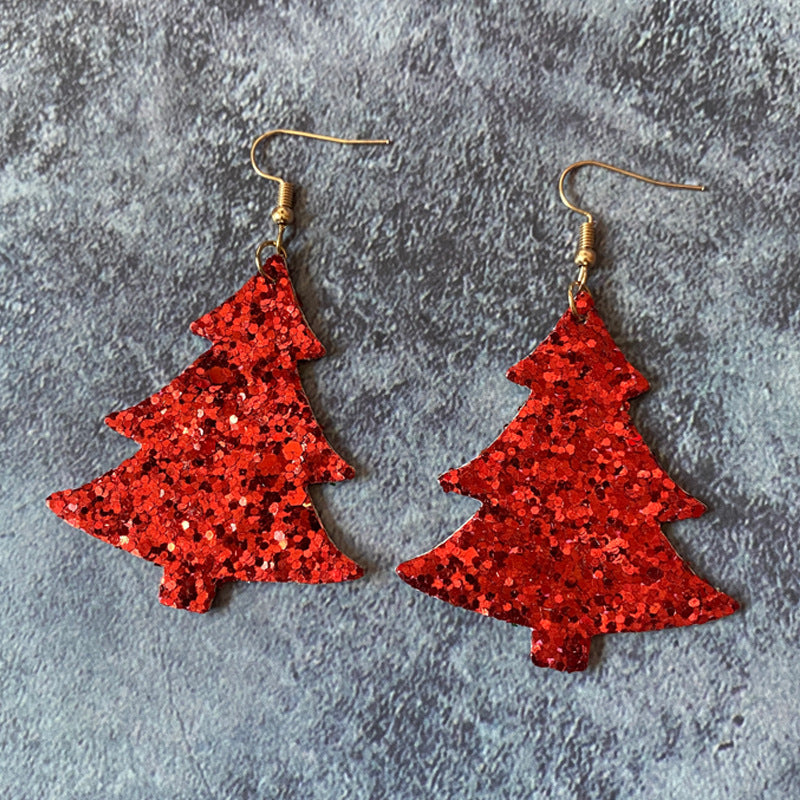Sequin Christmas Tree Earrings-Choose Color