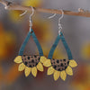 Lightweight Wooden Sunflower and Leopard Earrings