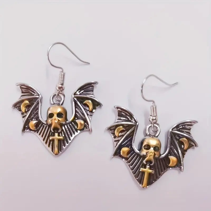 Halloween Bat and Skull Earrings