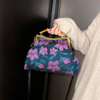 Stunning Purple Floral Clutch Evening Bag