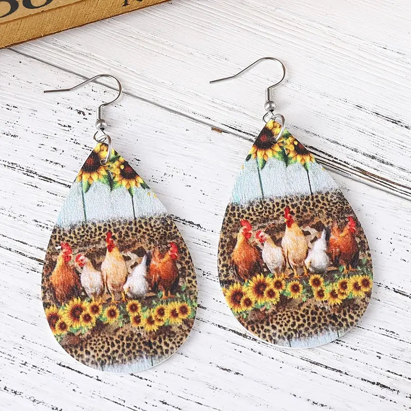 2 pairs of Chicken/Rooster Earrings