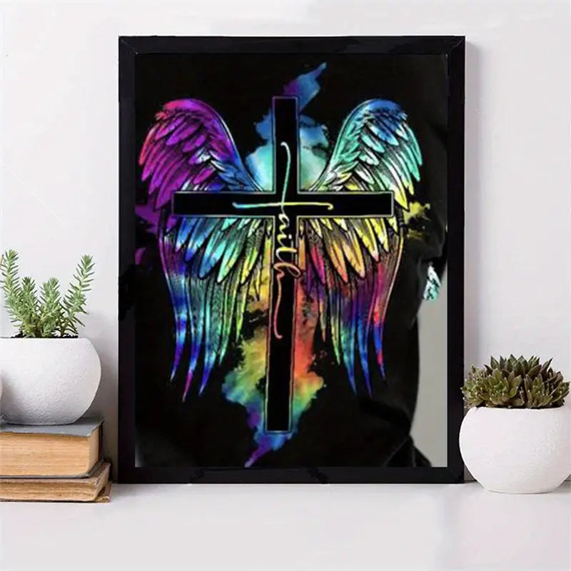 Cross and Angel Wings Frameless Diamond Painting Kit