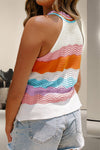 Color Block Round Neck Knit Tank Top