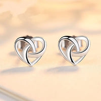 Silver Twisted Heart Stud Earrings