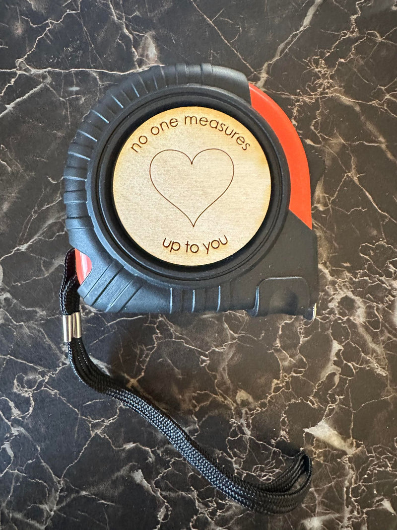 Heavy Duty Tape Measure with Engraved Wooden Disc