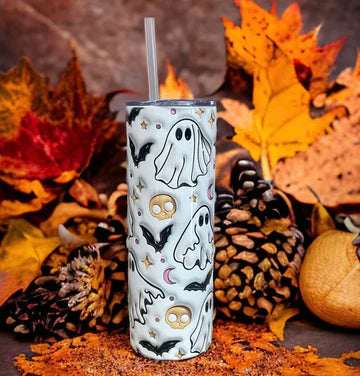 Halloween Spooky Ghost 20 oz stainless Tumblers w/straw and lid
