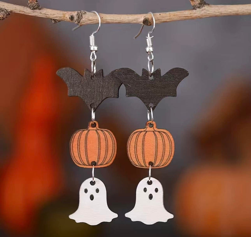 Halloween Ghost Bat Pumpkin Earrings