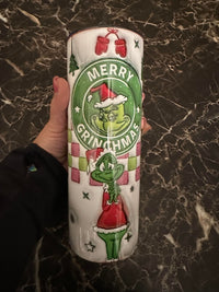 Stainless Steel Merry Grinchmas Tumbler w/Lid & Straw