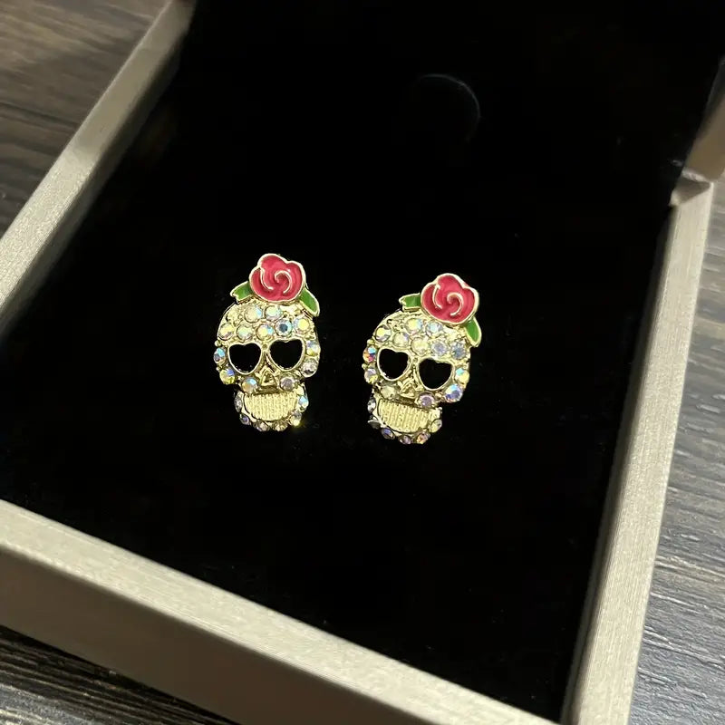 Skull & Roses Stud Earrings