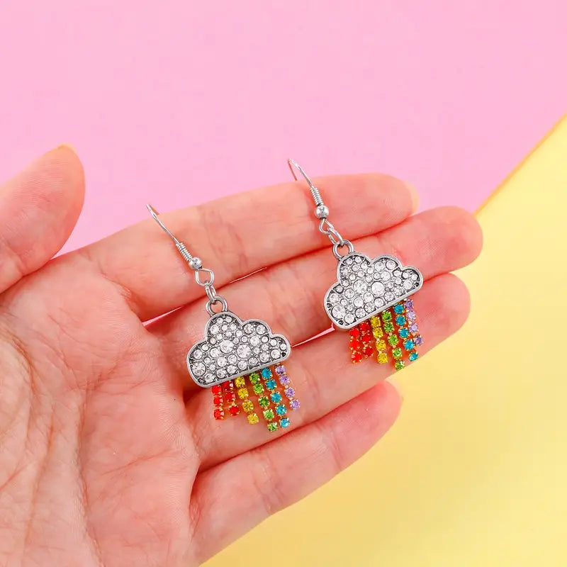 Rhinestone Cloud Rainbow Earrings