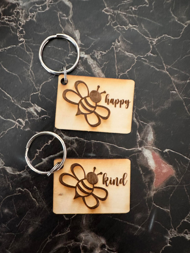 Small Laser Engraved Bee Keychain-Choose Style