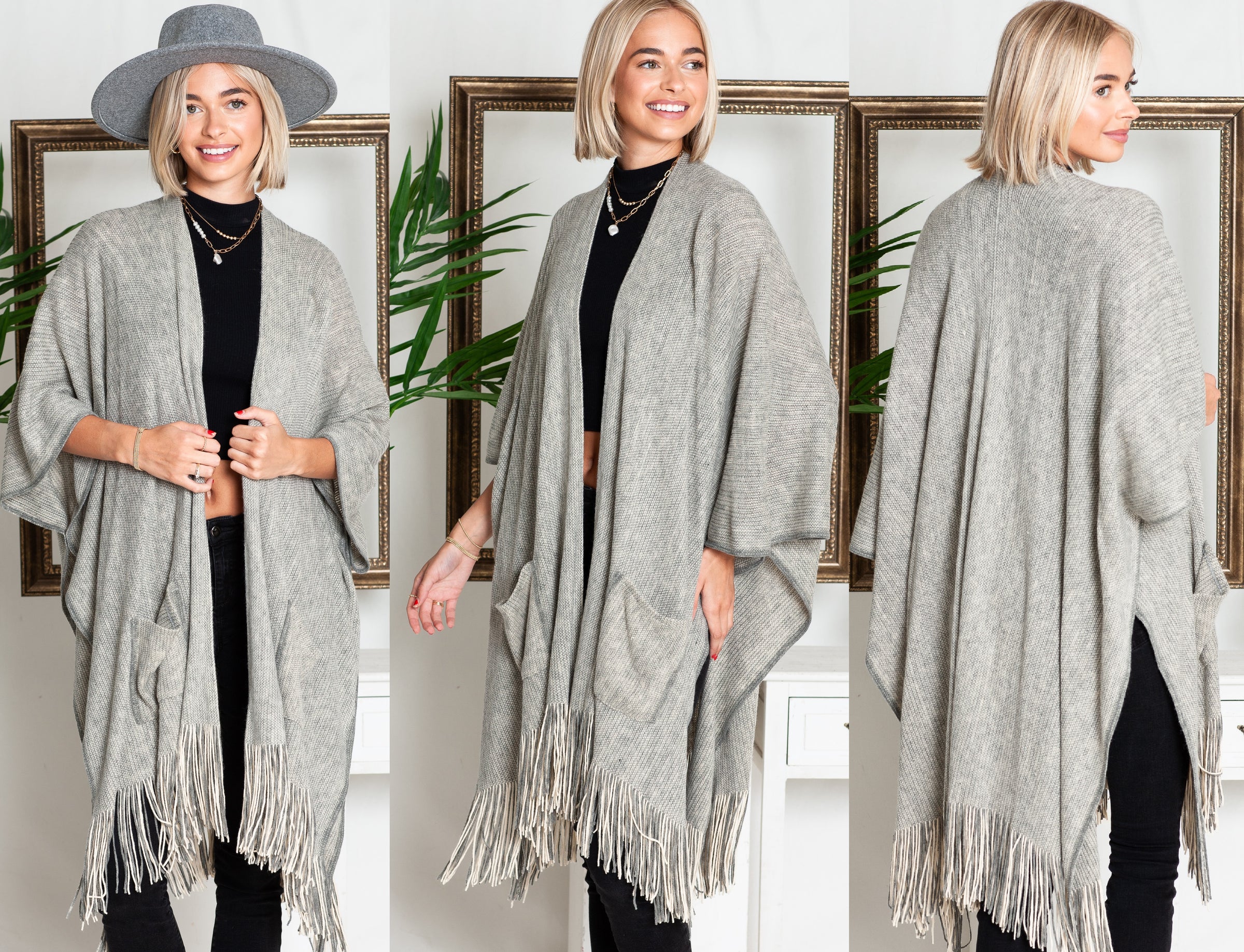 Justin Taylor Harlow Cardigan with Pockets in Grey
