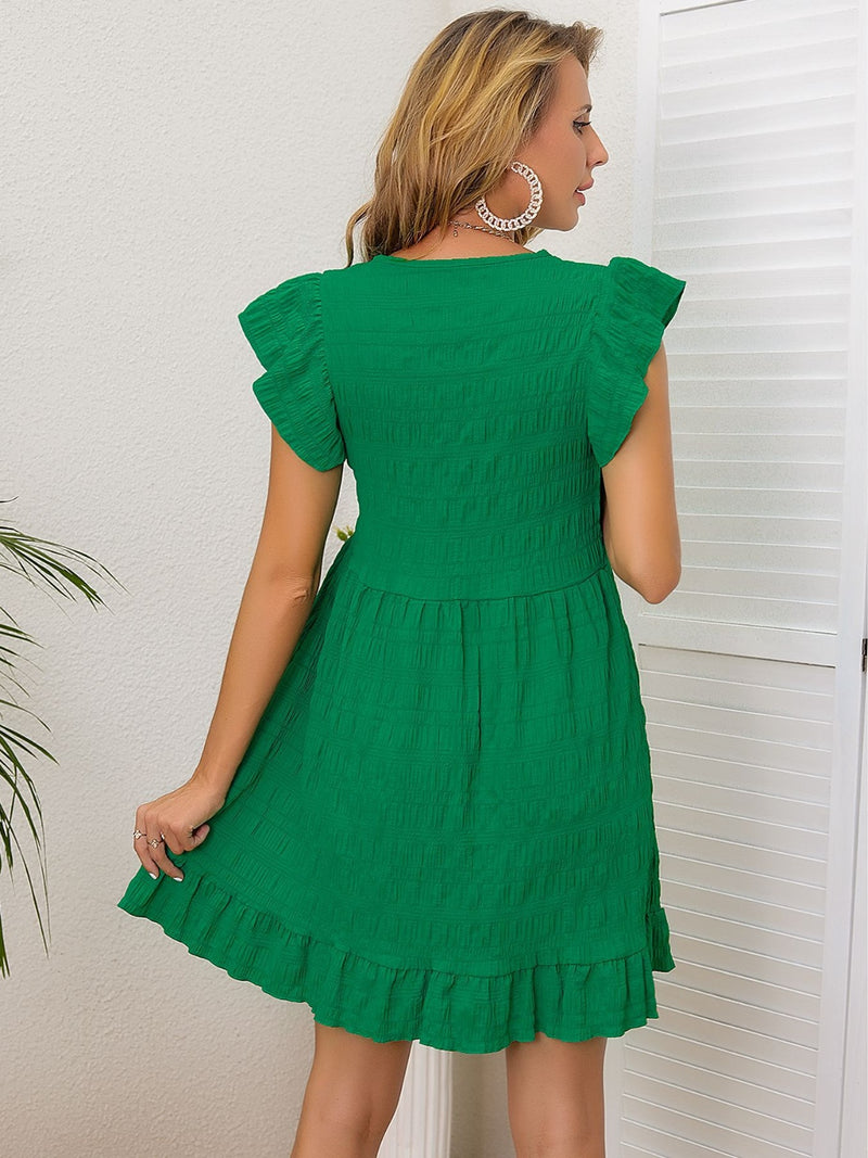 Ruffled Cap Sleeve Mini Dress