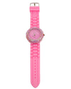 Pink Silicone Strap Iridescent Rhinestone Watch