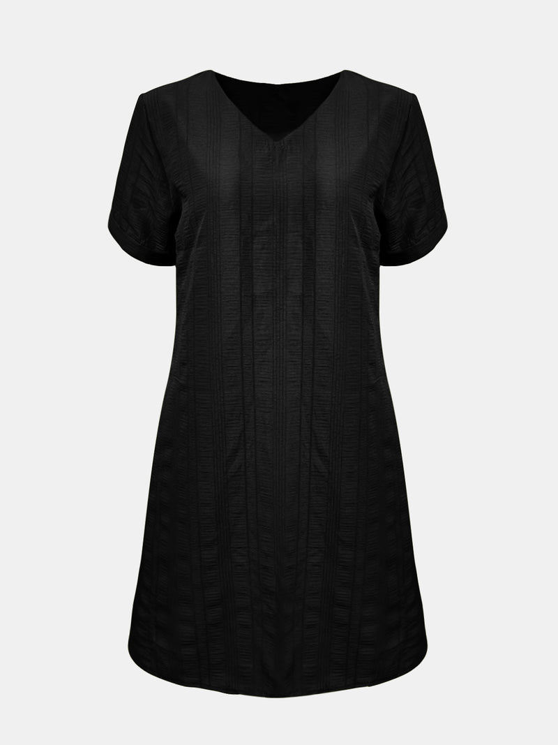 Full Size V-Neck Short Sleeve Mini Dress