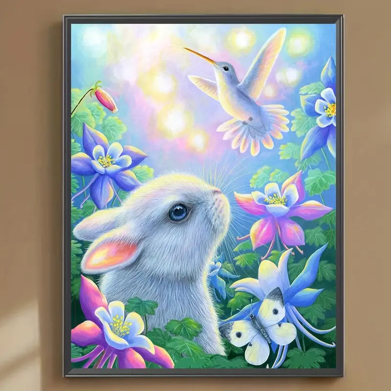 Bunny and Hummingbird Frameless Diamond Painting Kit