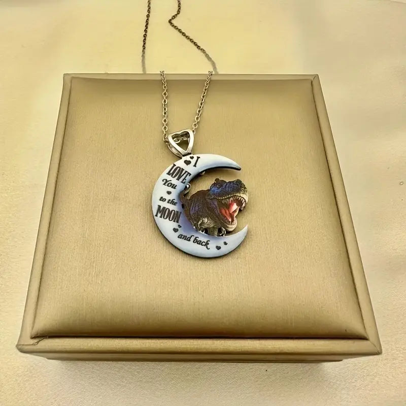 I Love You To The Moon and Back Dinosaur Necklace