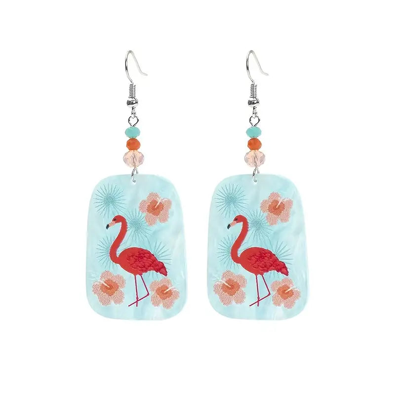 Acrylic Flamingo Drop Earrings