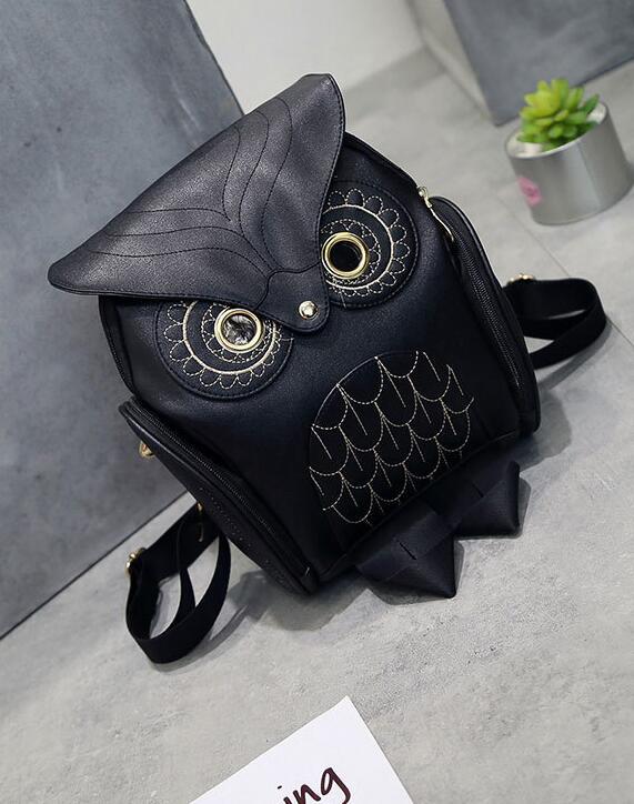 Faux Leather Owl Backpack Purse