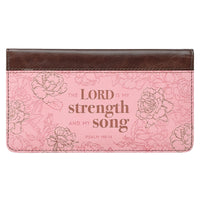 My Strength and My Song Pink Rose Faux Leather Checkbook Cover– Psalm 118:14