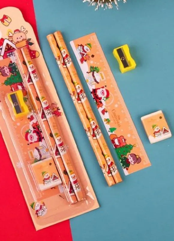 Christmas 5 Piece Pencil Stationary Set-Choose Color