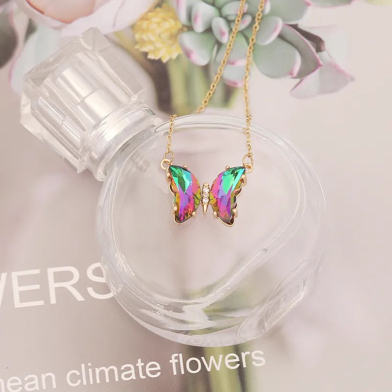 Butterfly Rhinestone Necklace-Choose Color