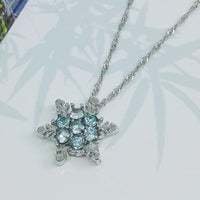 Light Blue Rhinestone Snowflake Necklace