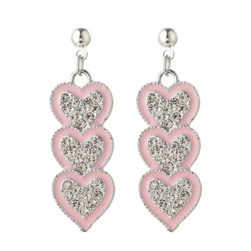 Pink Triple Heart Jewelry-Choose Style