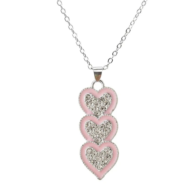 Pink Triple Heart Jewelry-Choose Style