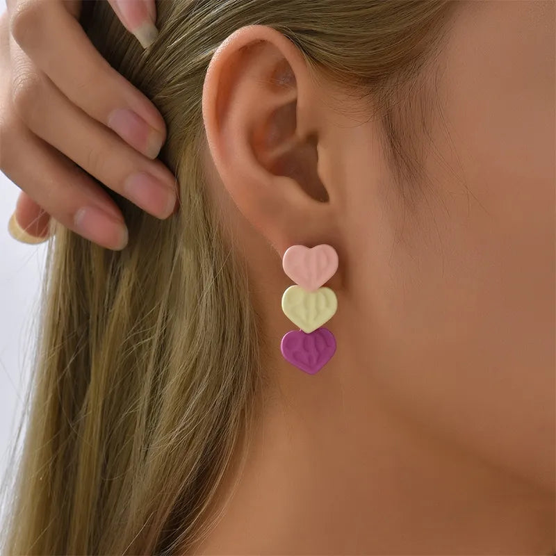 Multi Colored Heart Dangle Earrings