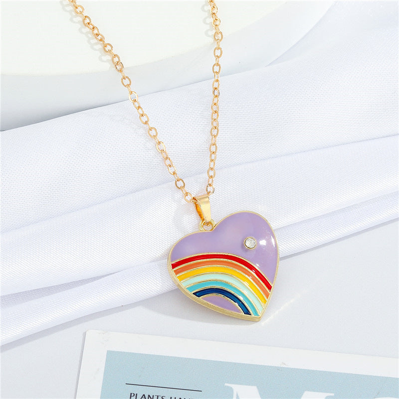 Purple Heart Rainbow Necklace
