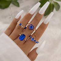 Blue Rhinestone  Ring Set