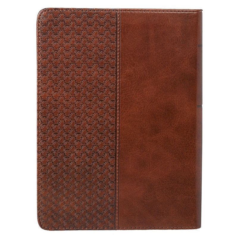 Be Strong and Courageous Saddle Tan Handy-sized Faux Leather Journal - Joshua 1:9