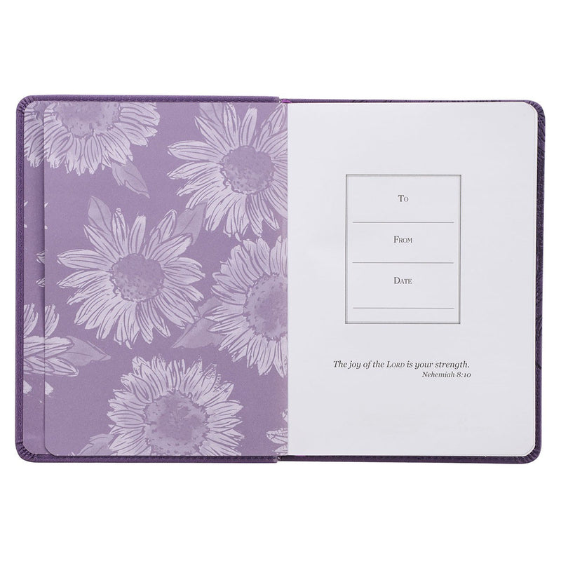 Strength & Dignity Purple Sunflower Faux Leather Handy-Sized Journal - Proverbs 31:25