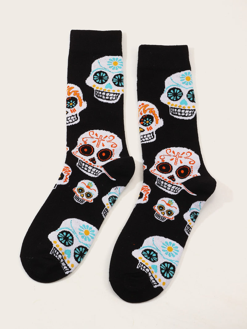 One Size Halloween Skull Socks