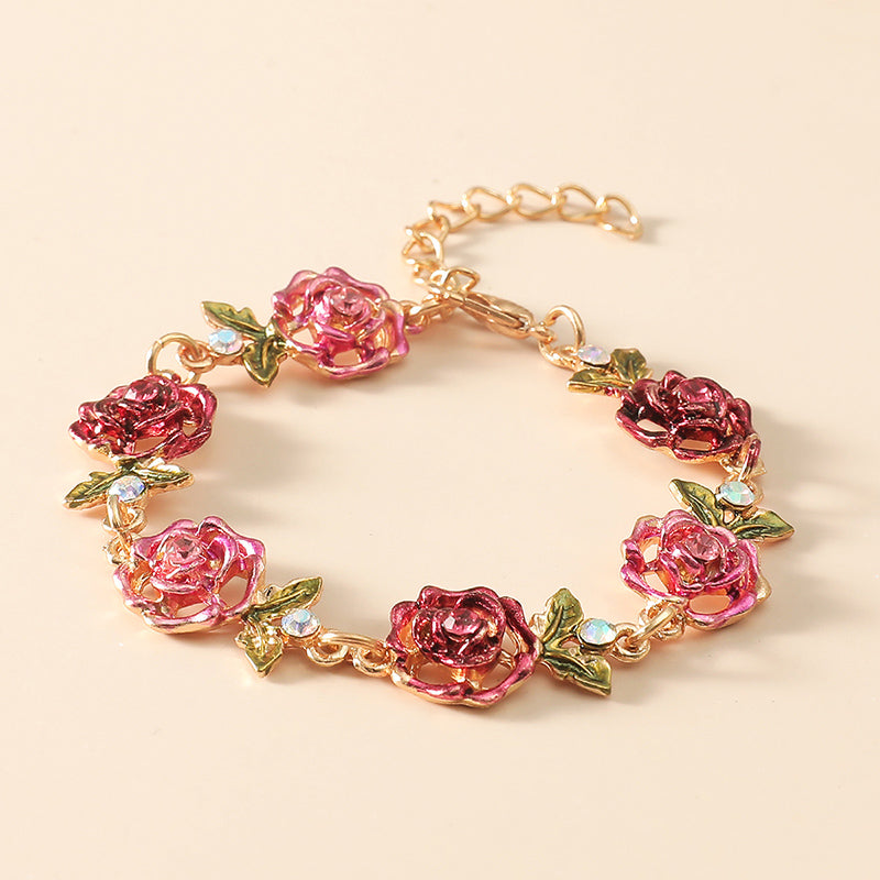 Metallic Rose Flower Bracelet