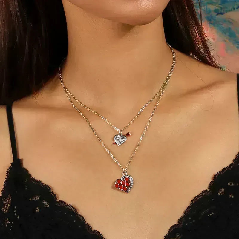 Double Heart Layered Necklace